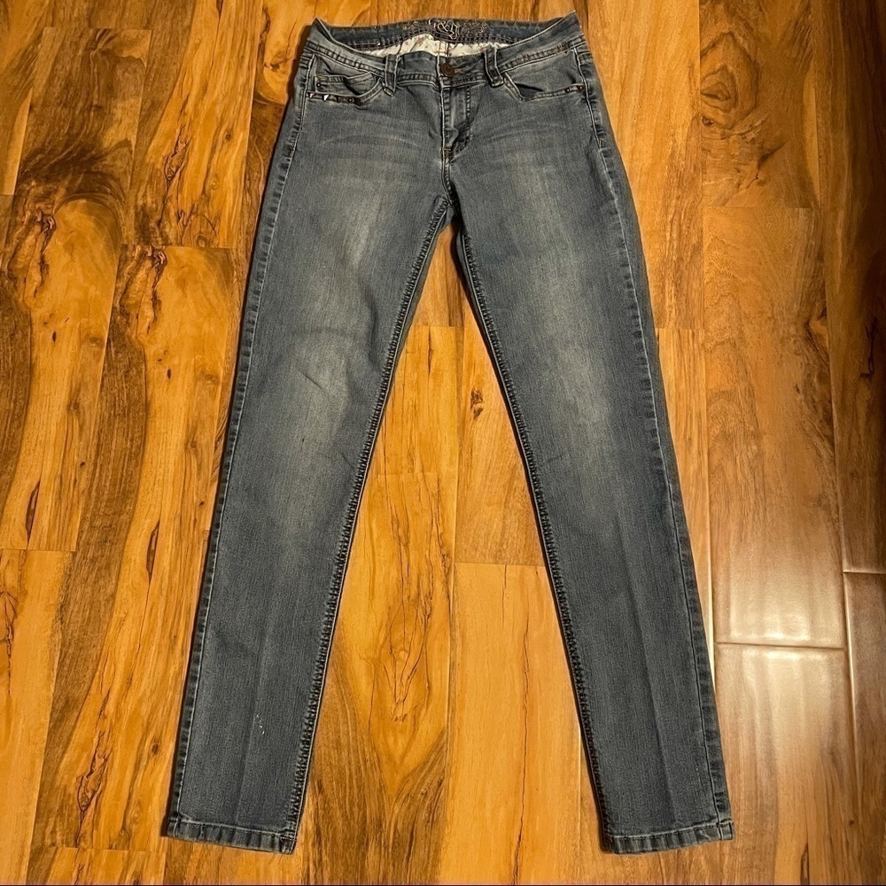 h&g Skinny Straight Jeans Size 7 Stretch Denim Mid Rise Blue